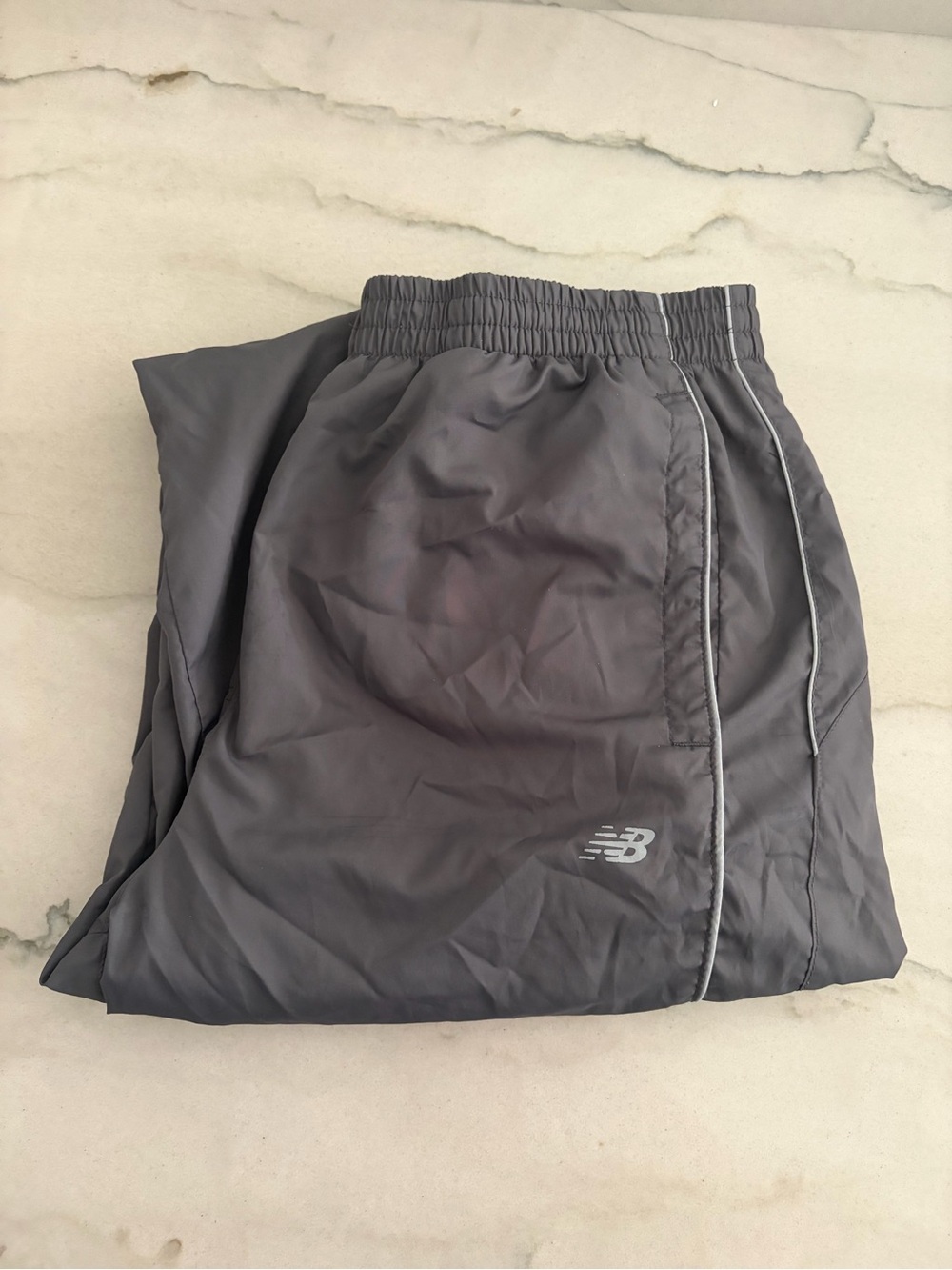 New Balance Dark Gray Athletic Track Pants with Reflective Trim